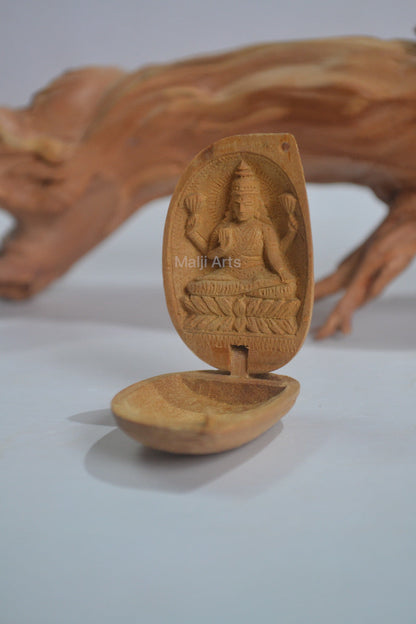 Sandalwood Tiny Goddess Laxmi in Almond - Malji Arts