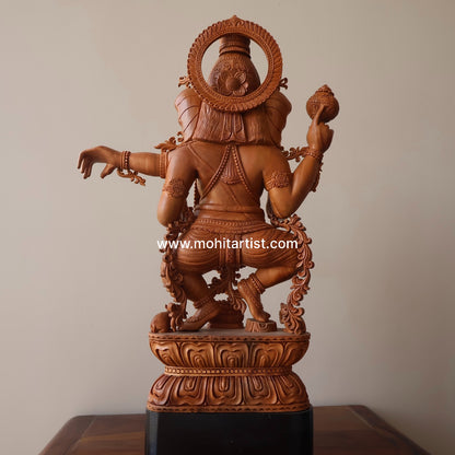 Sandalwood Detailed Carved Dancing Ganesha