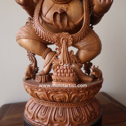 Sandalwood Detailed Carved Dancing Ganesha