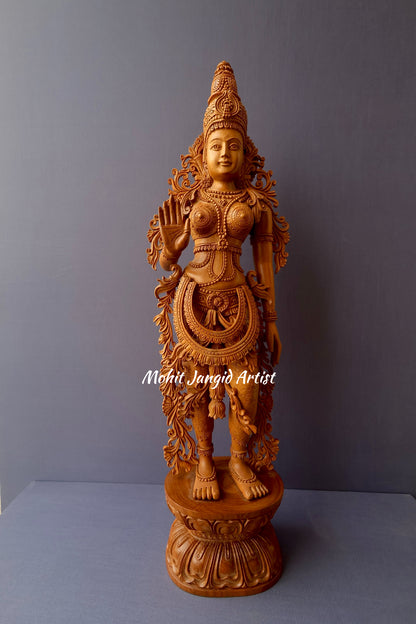 Sandalwood Carved Parwati Statue