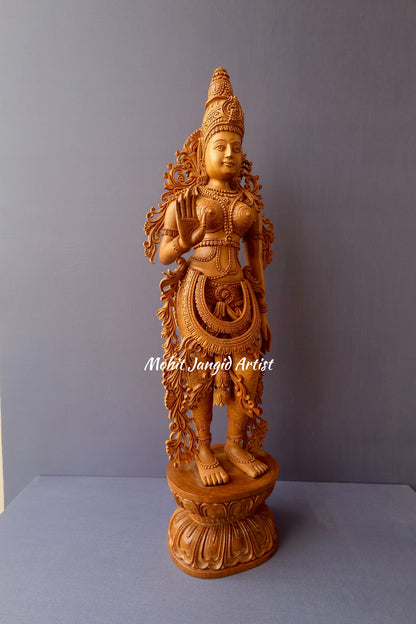 Sandalwood Carved Parwati Statue