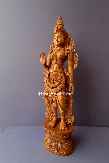 Sandalwood Carved Parwati Statue