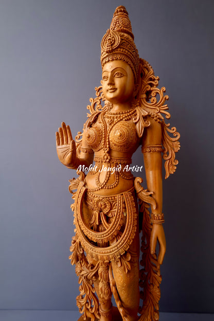 Sandalwood Carved Parwati Statue