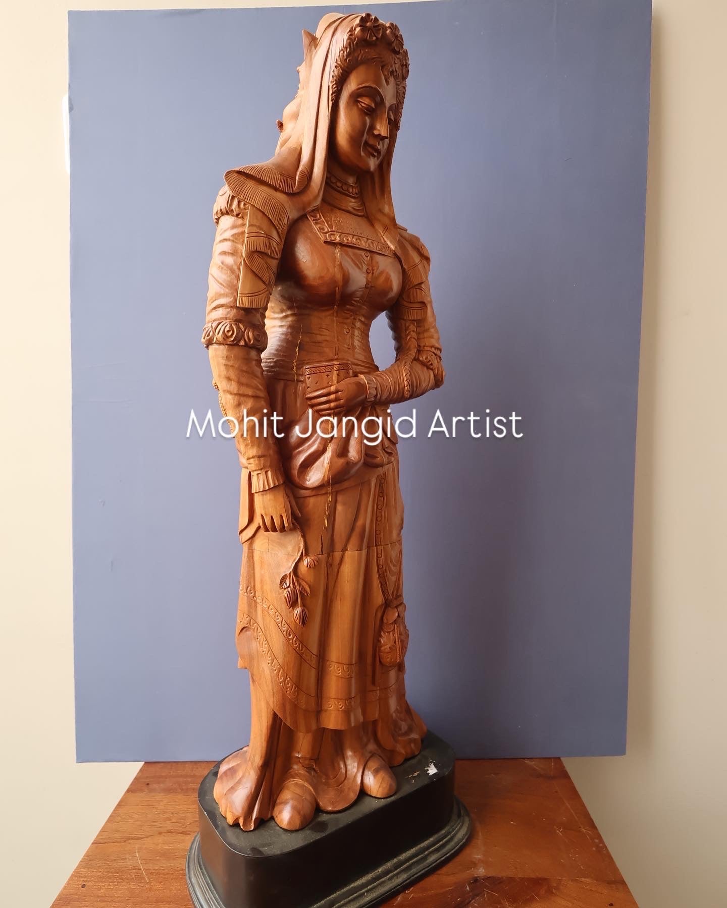 The Sandalwood Carved Double Statue of Mephistopheles & Margaretta