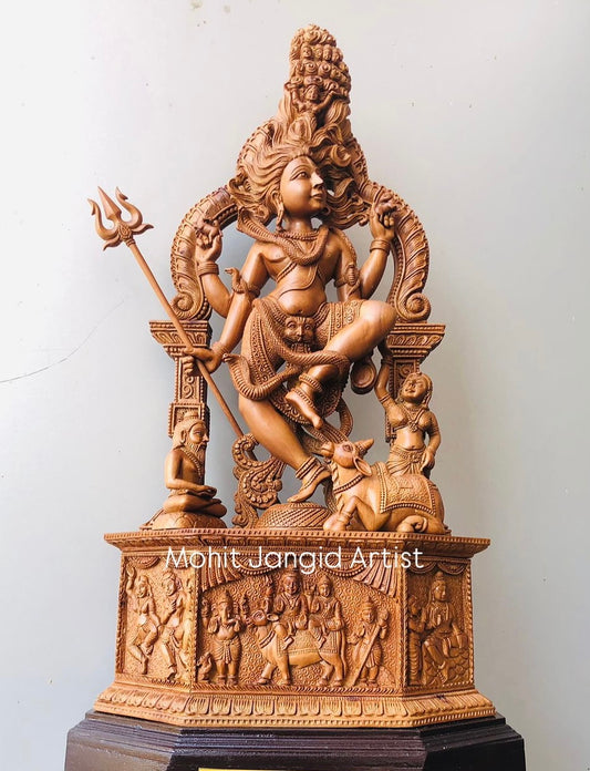 Sandalwood Carved Dancing Shiva Statue