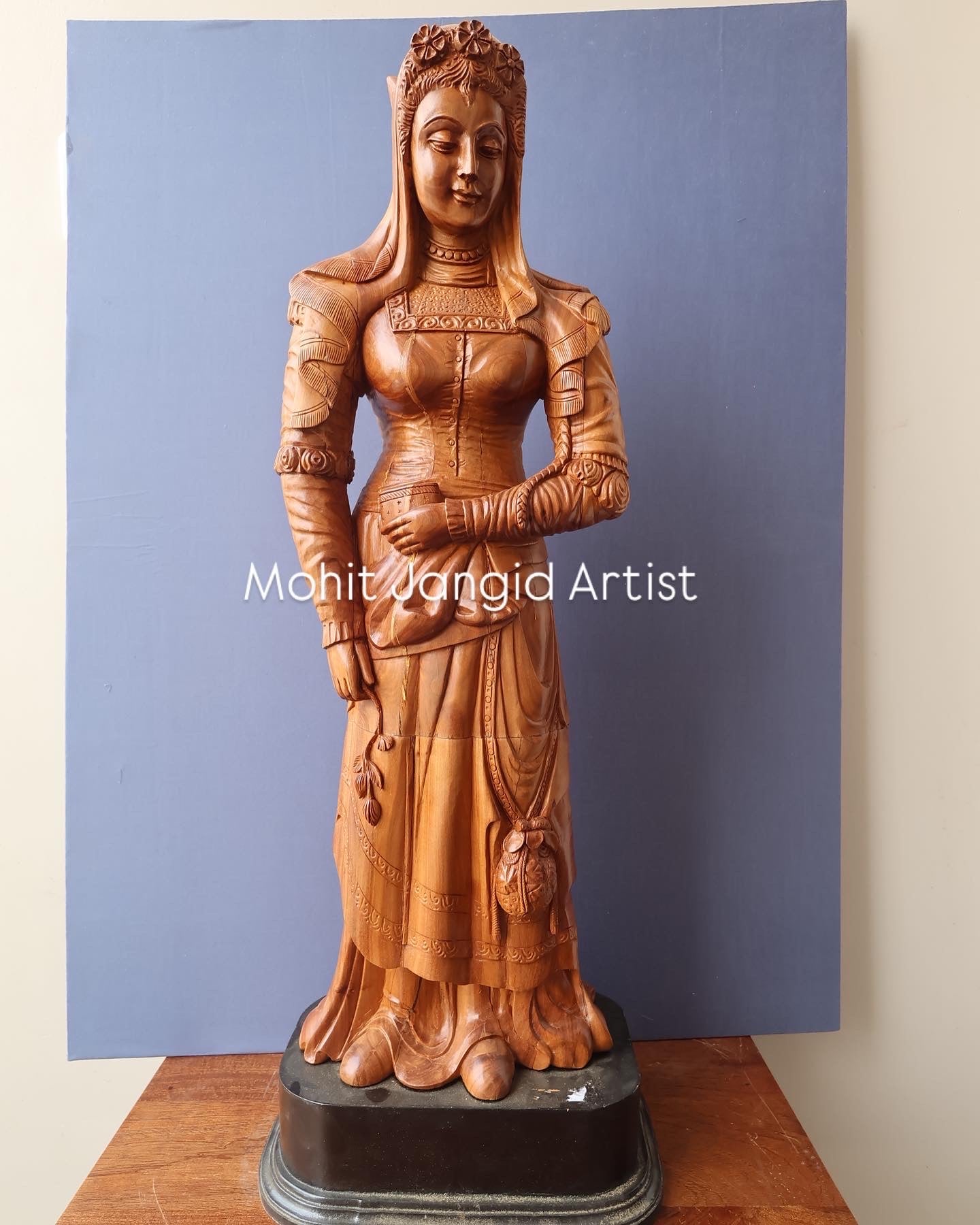 The Sandalwood Carved Double Statue of Mephistopheles & Margaretta