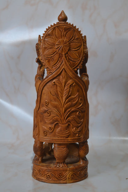 Sandalwood Solid Round Fine hand carved Ganesha Statue - Malji Arts