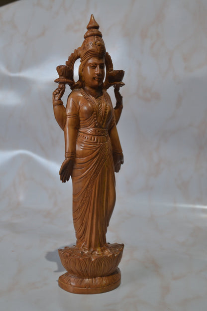 Sandalwood Vintage Hindu Goddess Laxmi Statue Collection - Malji Arts