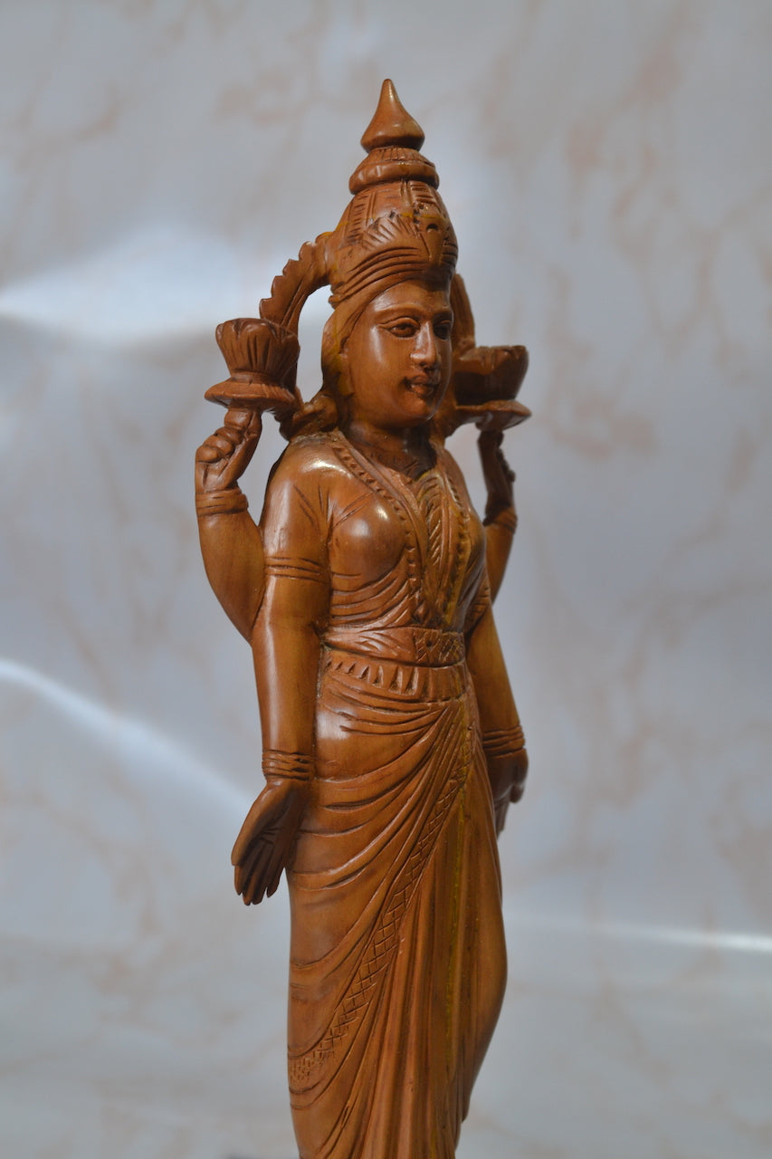 Sandalwood Vintage Hindu Goddess Laxmi Statue Collection - Malji Arts