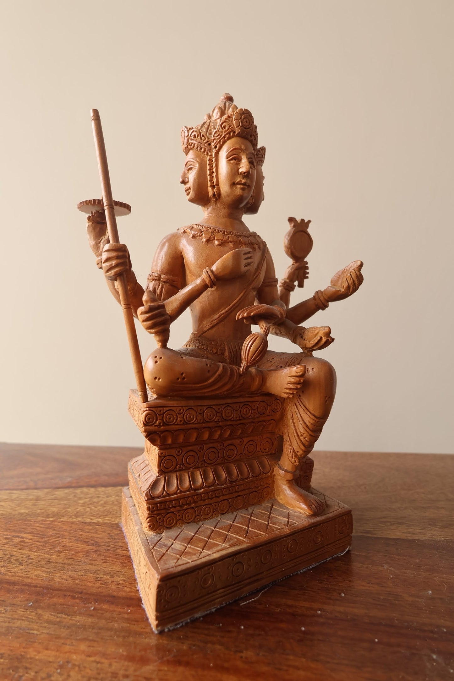 Vintage Sandalwood Bramha Statue - Malji Arts