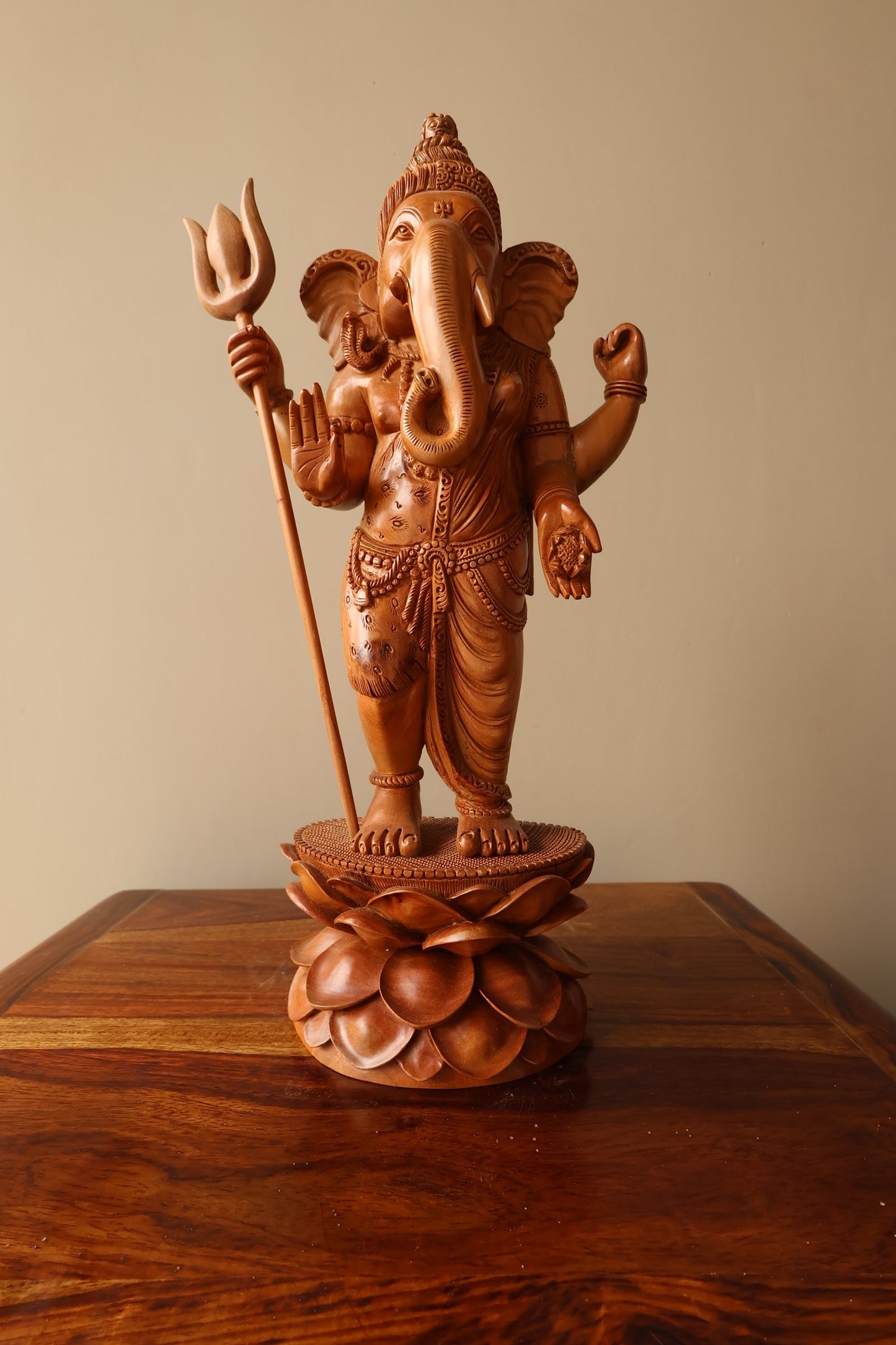 Sandalwood Standing Ganesha Indian Style Statue - Malji Arts