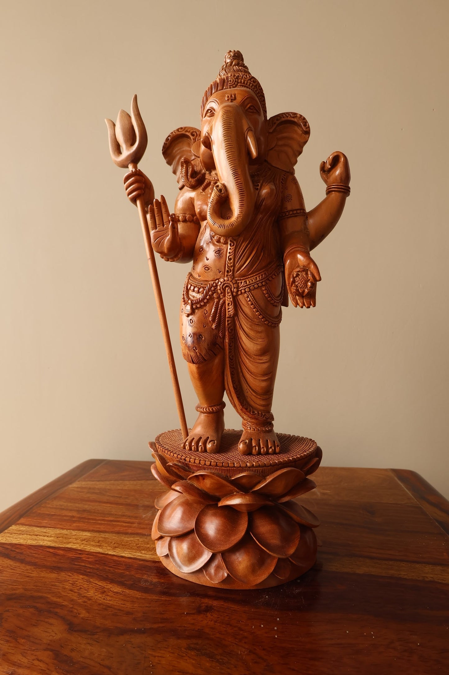 Sandalwood Standing Ganesha Indian Style Statue - Malji Arts