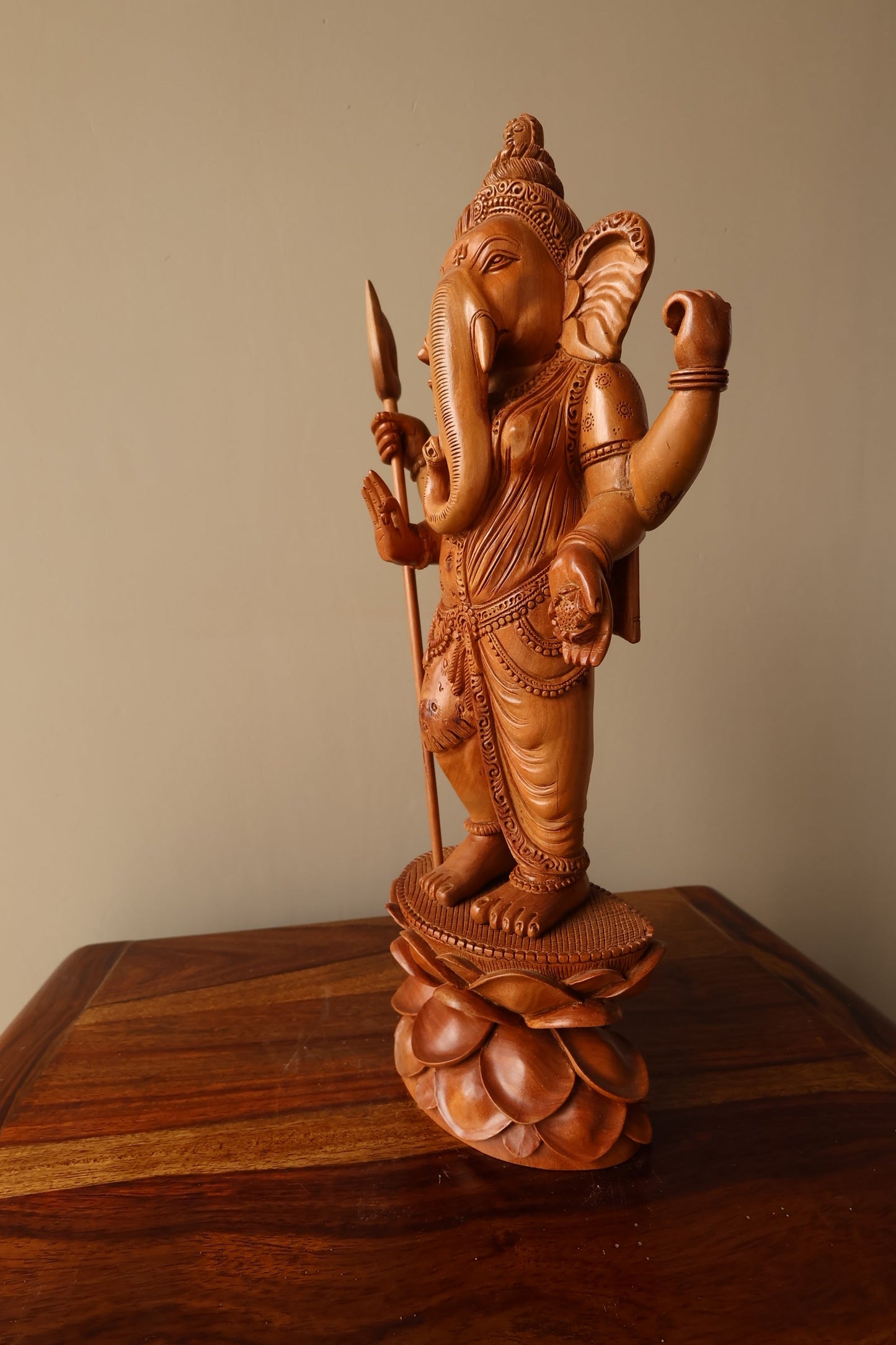 Sandalwood Standing Ganesha Indian Style Statue - Malji Arts