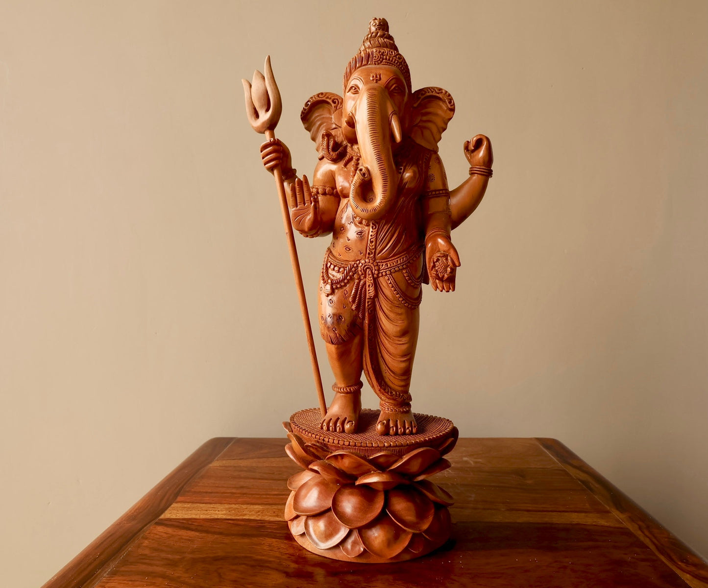 Sandalwood Standing Ganesha Indian Style Statue - Malji Arts