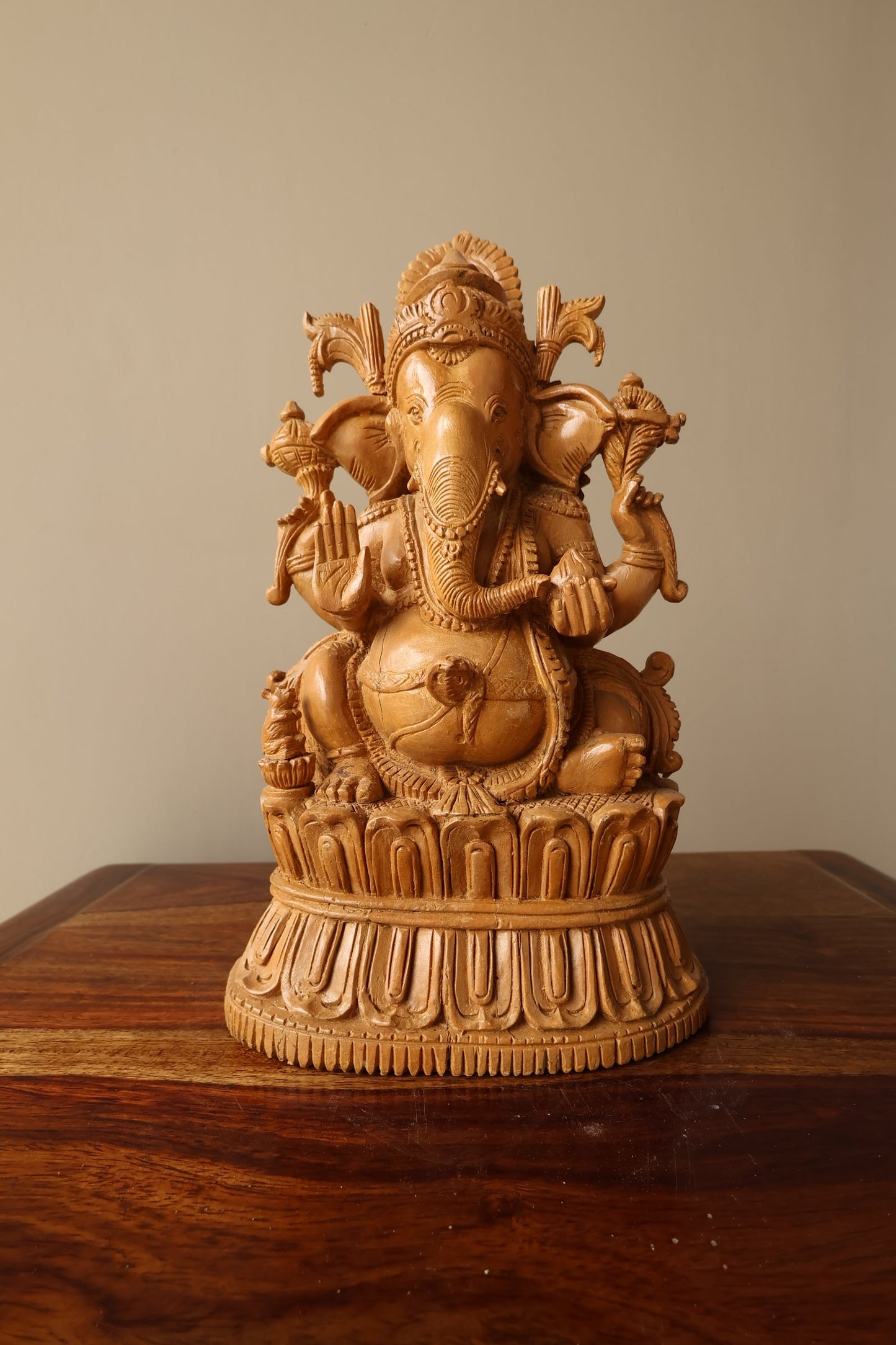 Vintage Rare Sandalwood Fine Carved Ganesha - Malji Arts