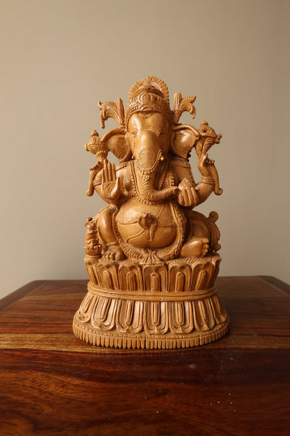 Vintage Rare Sandalwood Fine Carved Ganesha - Malji Arts