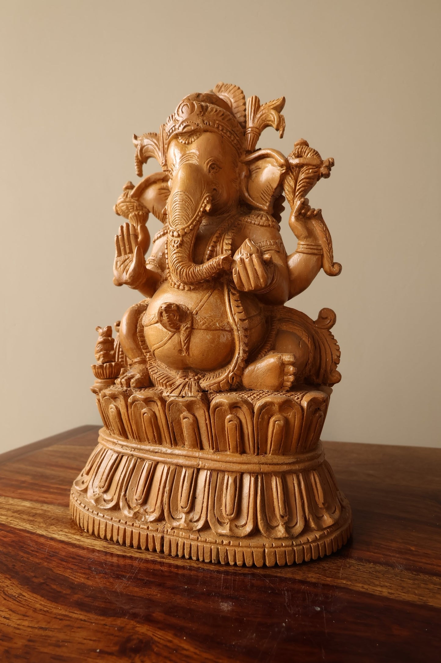 Vintage Rare Sandalwood Fine Carved Ganesha - Malji Arts