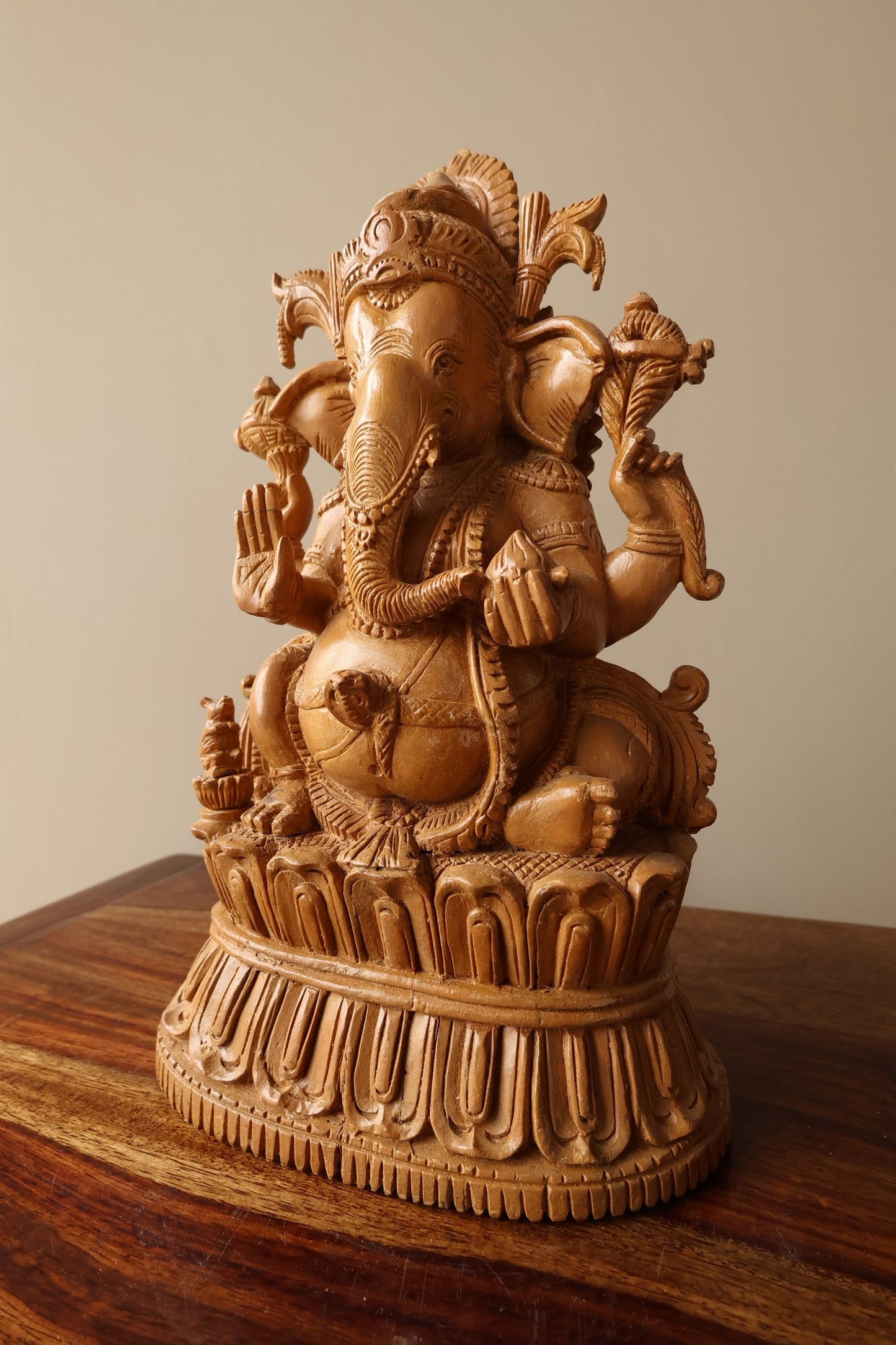 Vintage Rare Sandalwood Fine Carved Ganesha - Malji Arts