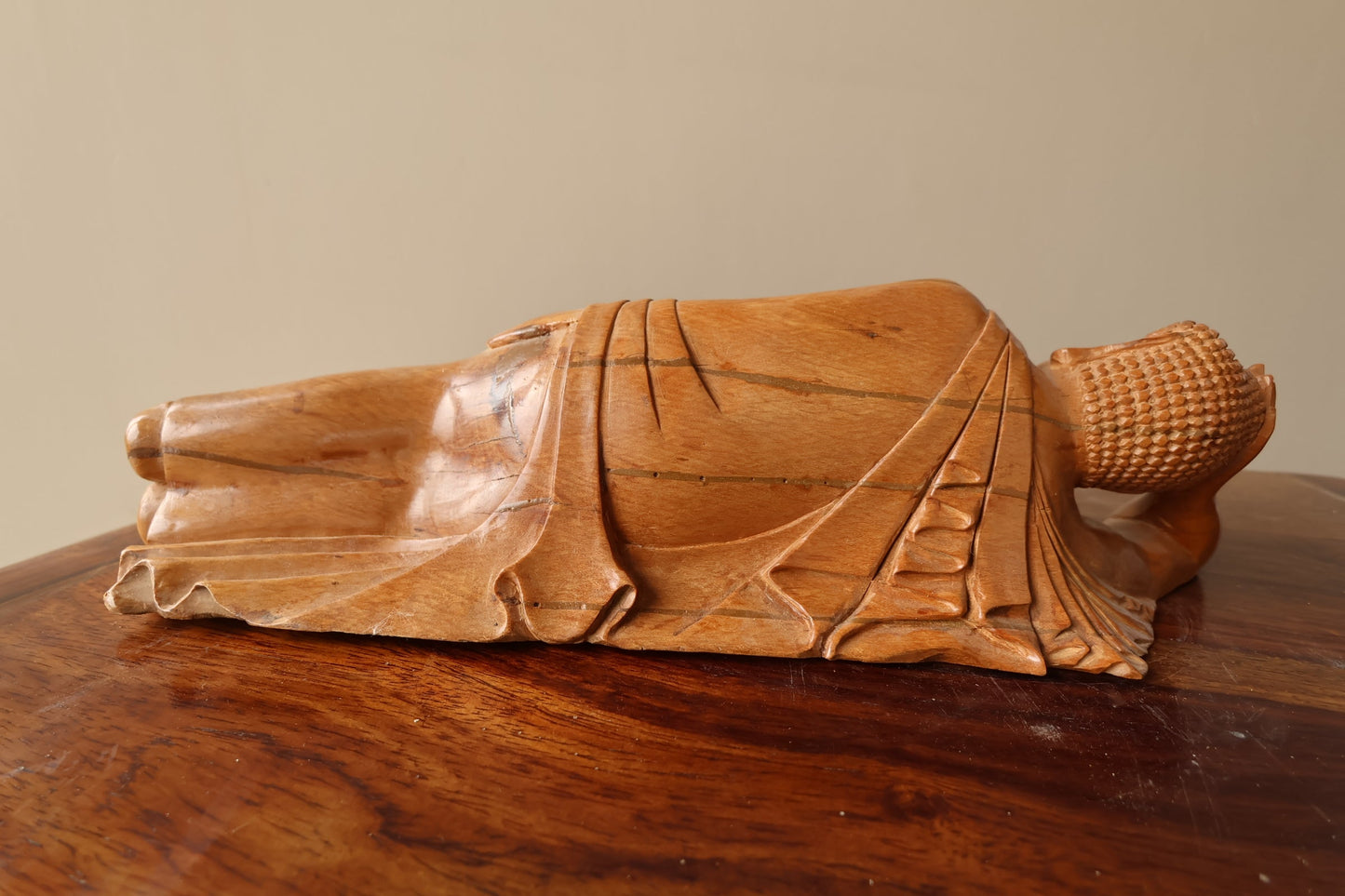 Sandalwood Vintage Resting Buddha or Sleeping Buddha Statue - Malji Arts