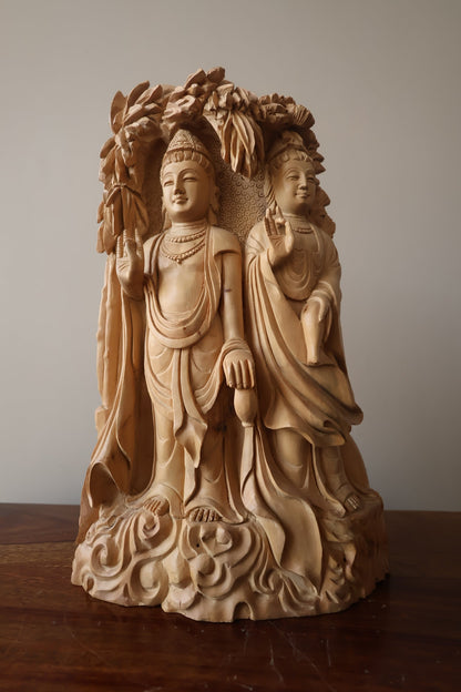 Sandalwood Standing Buddha Under Tree - Malji Arts