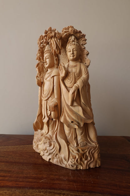 Sandalwood Standing Buddha Under Tree - Malji Arts