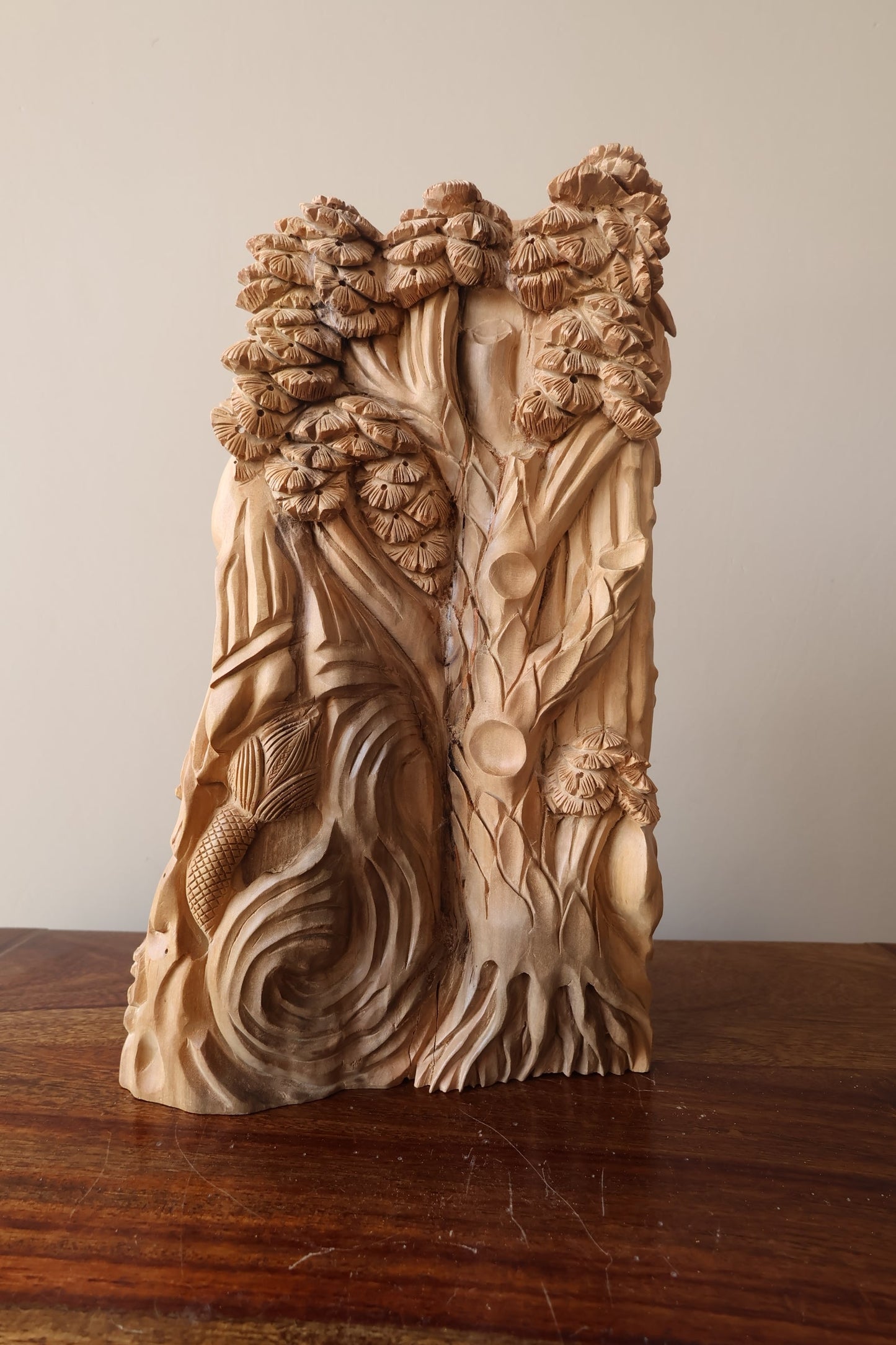 Sandalwood Standing Buddha Under Tree - Malji Arts