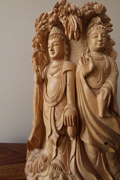 Sandalwood Standing Buddha Under Tree - Malji Arts