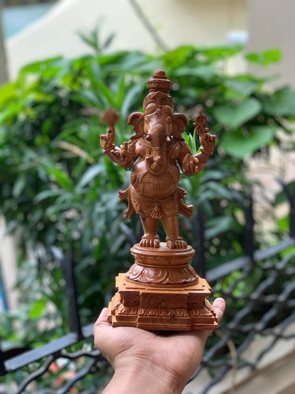 Sandalwood Standing Ganesha Indian Style Statue - Malji Arts