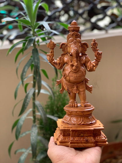 Sandalwood Standing Ganesha Indian Style Statue - Malji Arts