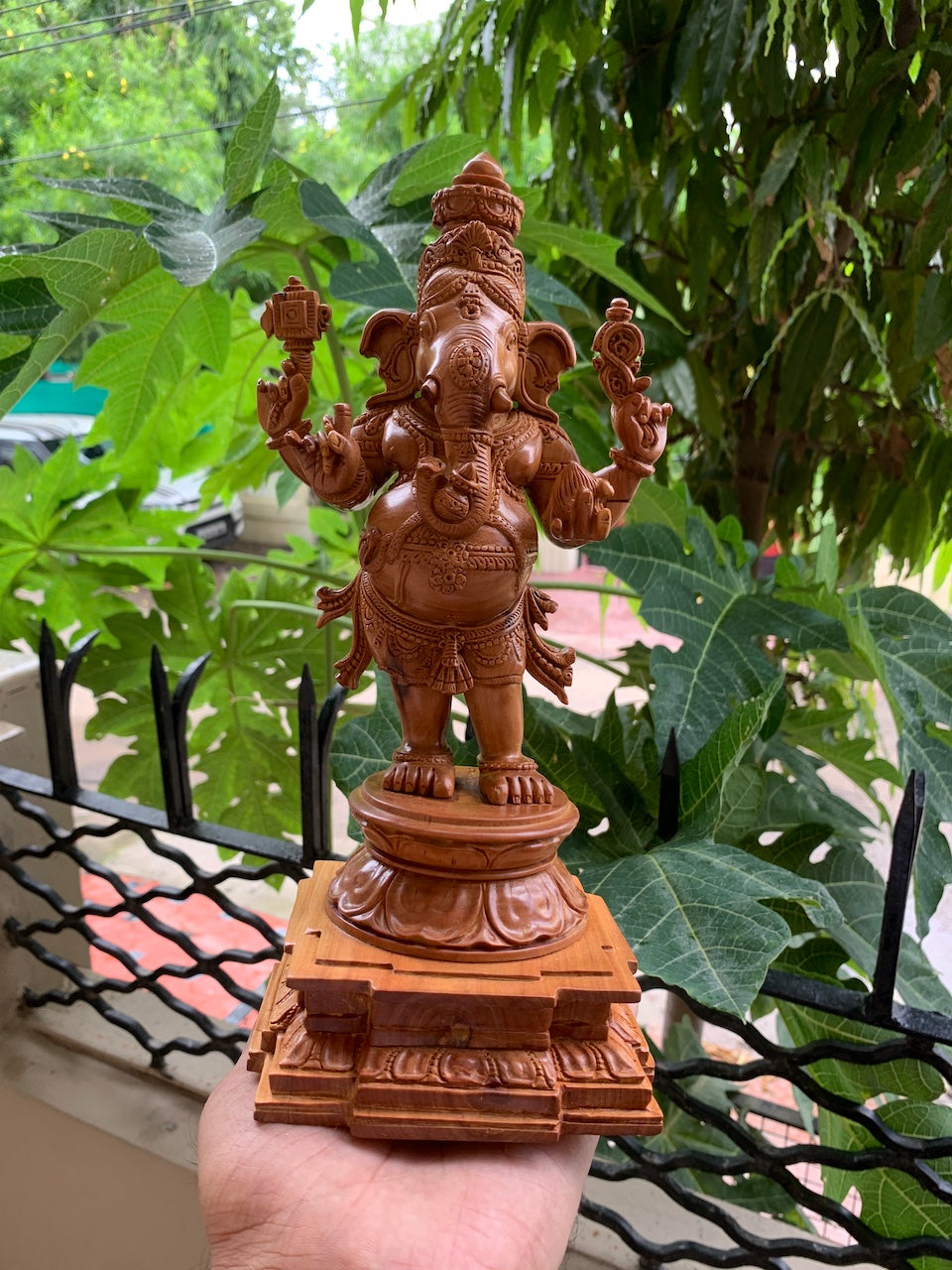 Sandalwood Standing Ganesha Indian Style Statue - Malji Arts