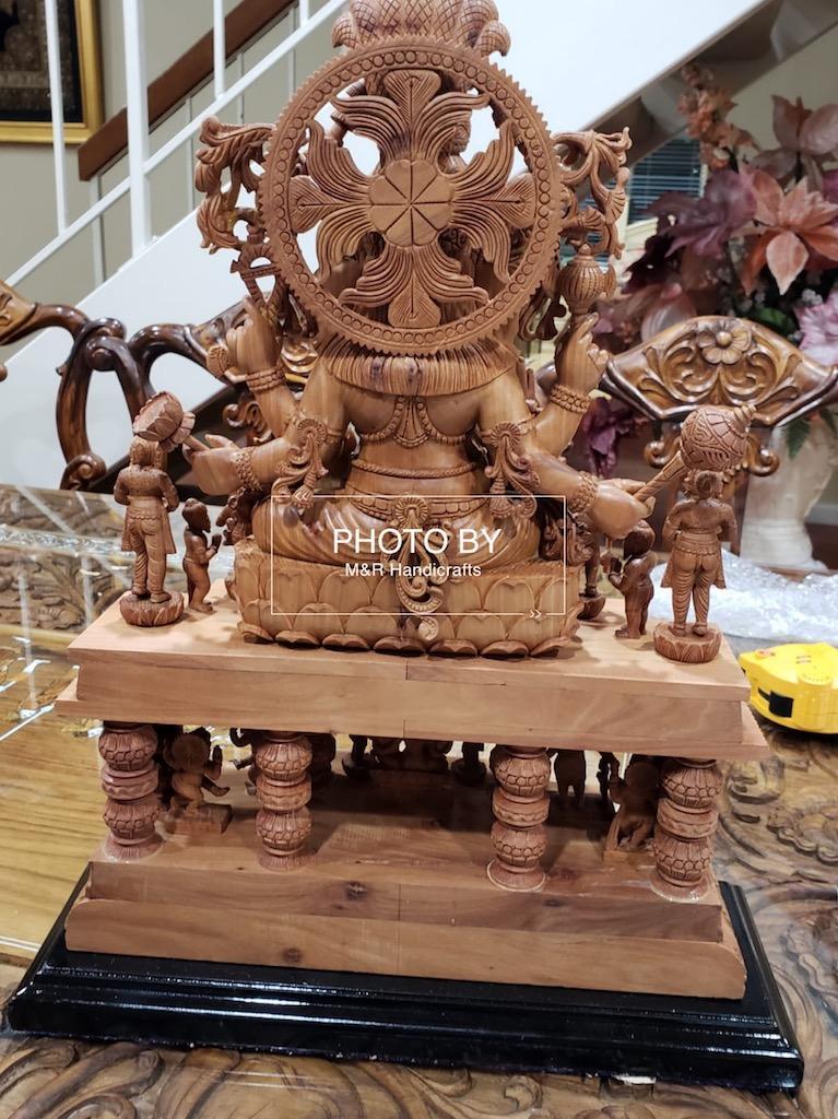 Sandalwood Special Carved GANESH DARBAR Statue - Malji Arts